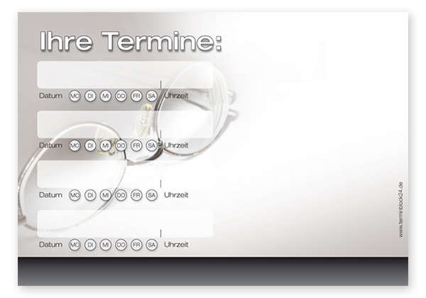Terminzettel "Durchblick behalten" - 4 Termine mit Wochentagen