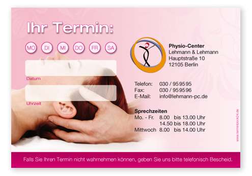 Terminzettel "Wohlfühlmomente" - 1 Termin mit Wochentagen - 1214010142