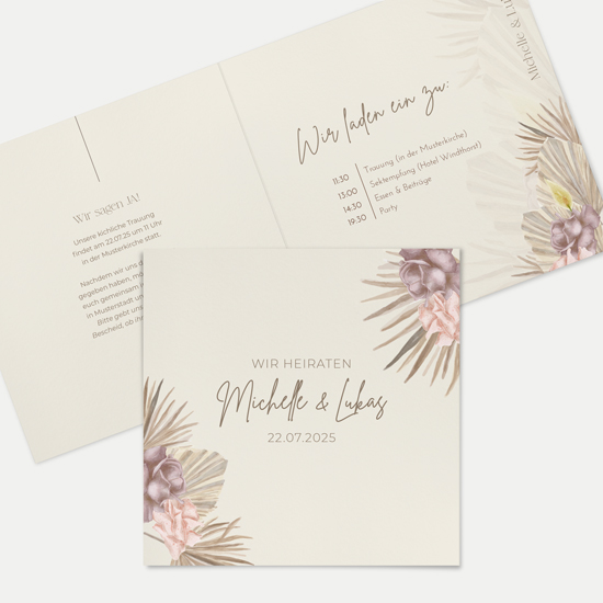 Klappkarte Quadratisch 148 x 148 mm - Boho "Boho Minimal" - KQ-24001-B-03