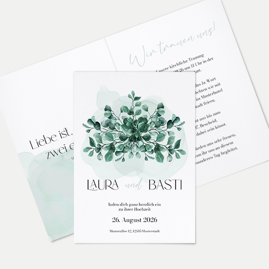 Klappkarte DIN A6 im Hochformat-Greenery "Eucalyptus Crown" - KKH-24001-G-06