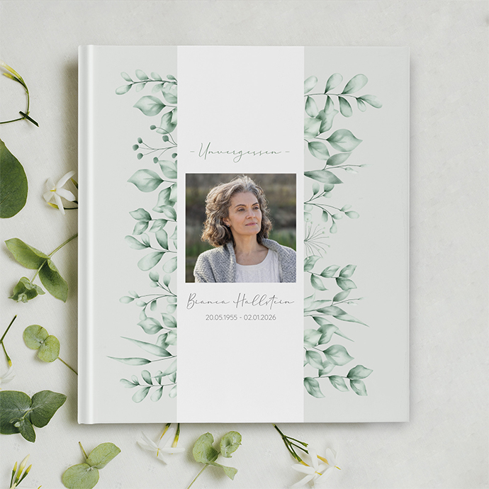 Kondolenzbuch - Greenery "evergreen mint"
