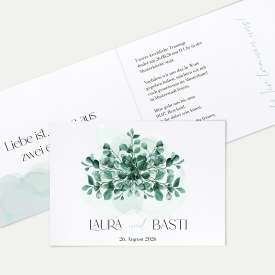 Klappkarte DIN A6 im Querformat - Greenery "Eucalyptus Crown" - KKQ-24001-G-06