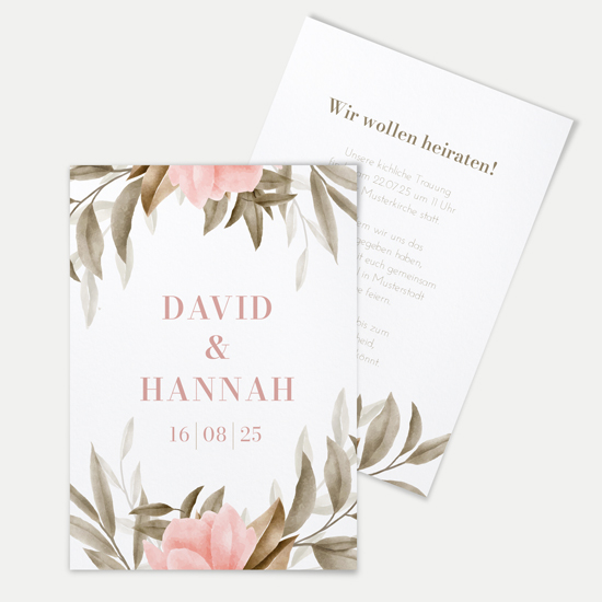 Postkarte DIN A6 im Hochformat - Floral "Rose Leaf" - PKH-24001-F-08