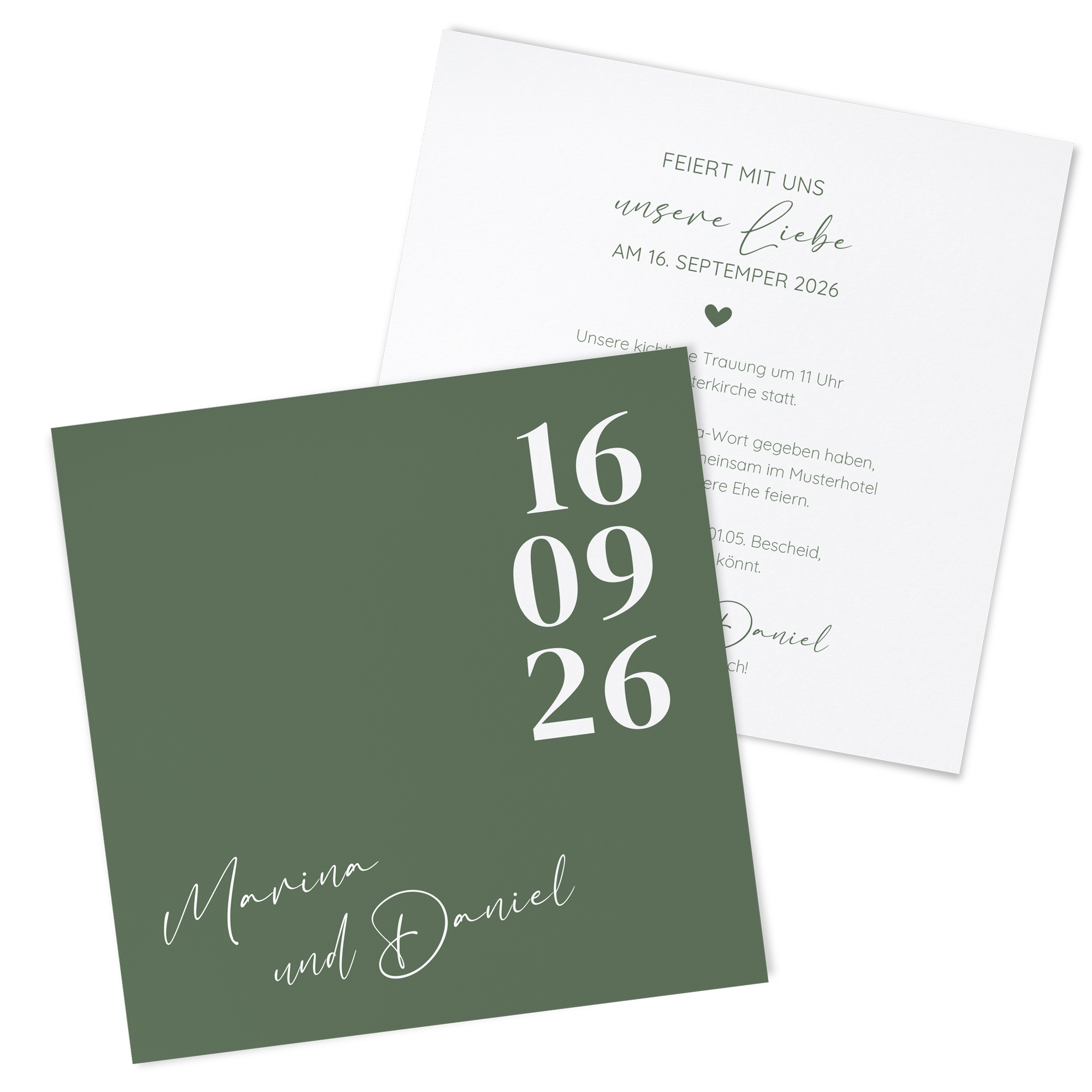 Postkarte Quadrat 148 x 148 mm - Minimalistisch "Simply Green" - PQ-24001-M-12