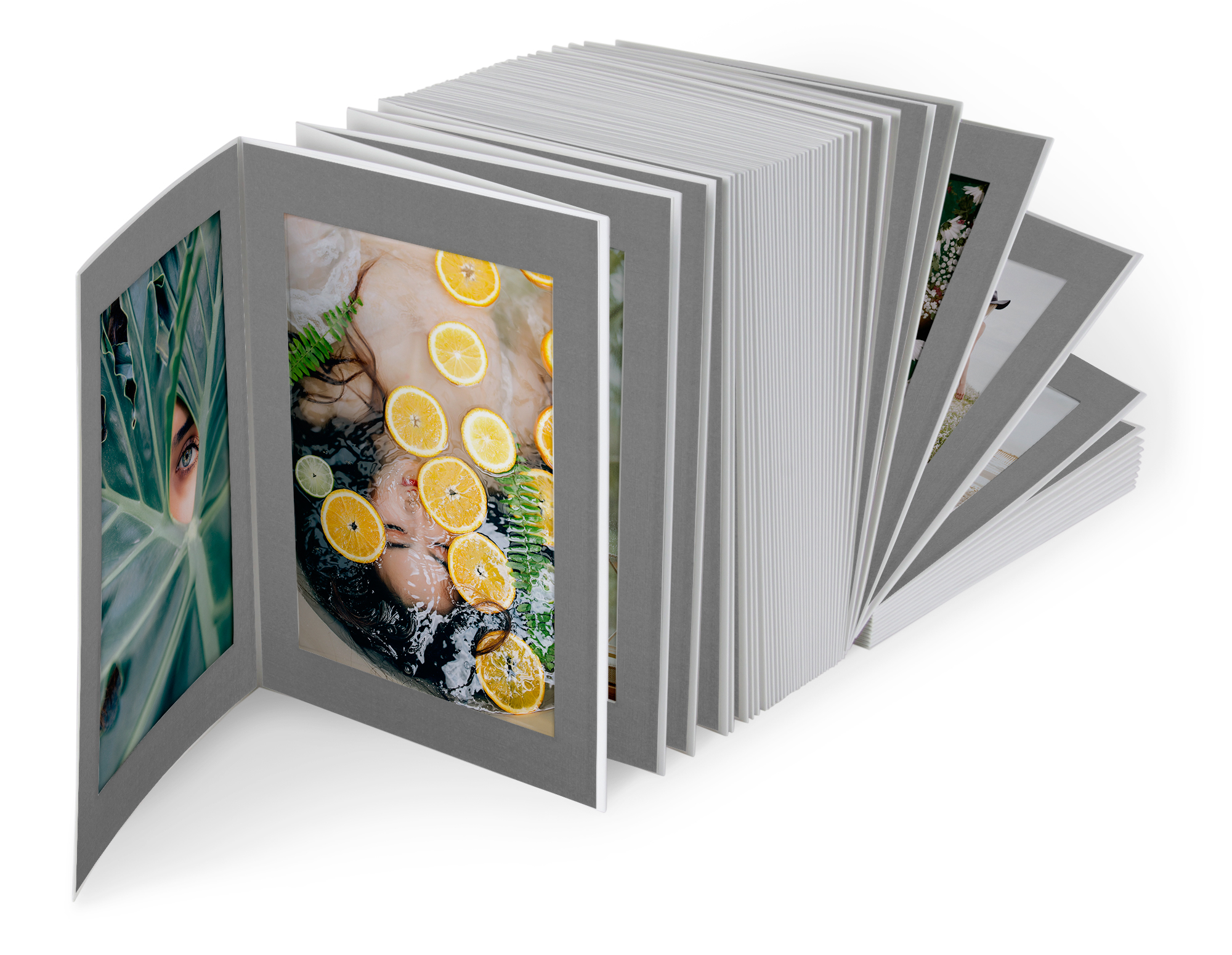 Endlosleporello Offset weiß in Leinen grau - Of-201156-Rest