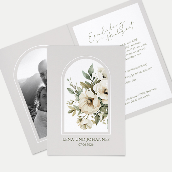 Klappkarte DIN A6 im Hochformat - Vintage - "Ivory Garden" - KKH-24001-V-05