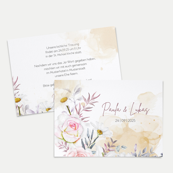Postkarte DIN A6 im Querformat - Aquarell "lily & rose" - PKQ-24001-A-03
