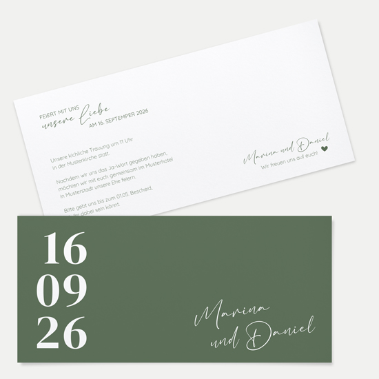 Postkarten DIN lang im Querformat 210 x 98 mm - Minimalistisch "Simply Green" - PDLQ-24001-M-12