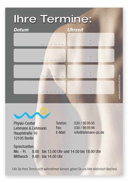 Terminzettel "neue Leichtigkeit" - 4 Termine mit Wochentagen - 1214010441
