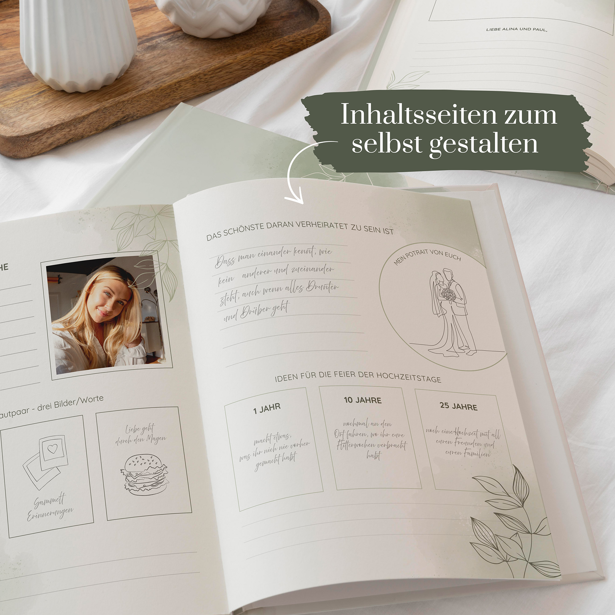 Erinnerungsbuch Hochzeit - Aquarell "Olive & Lemon"
