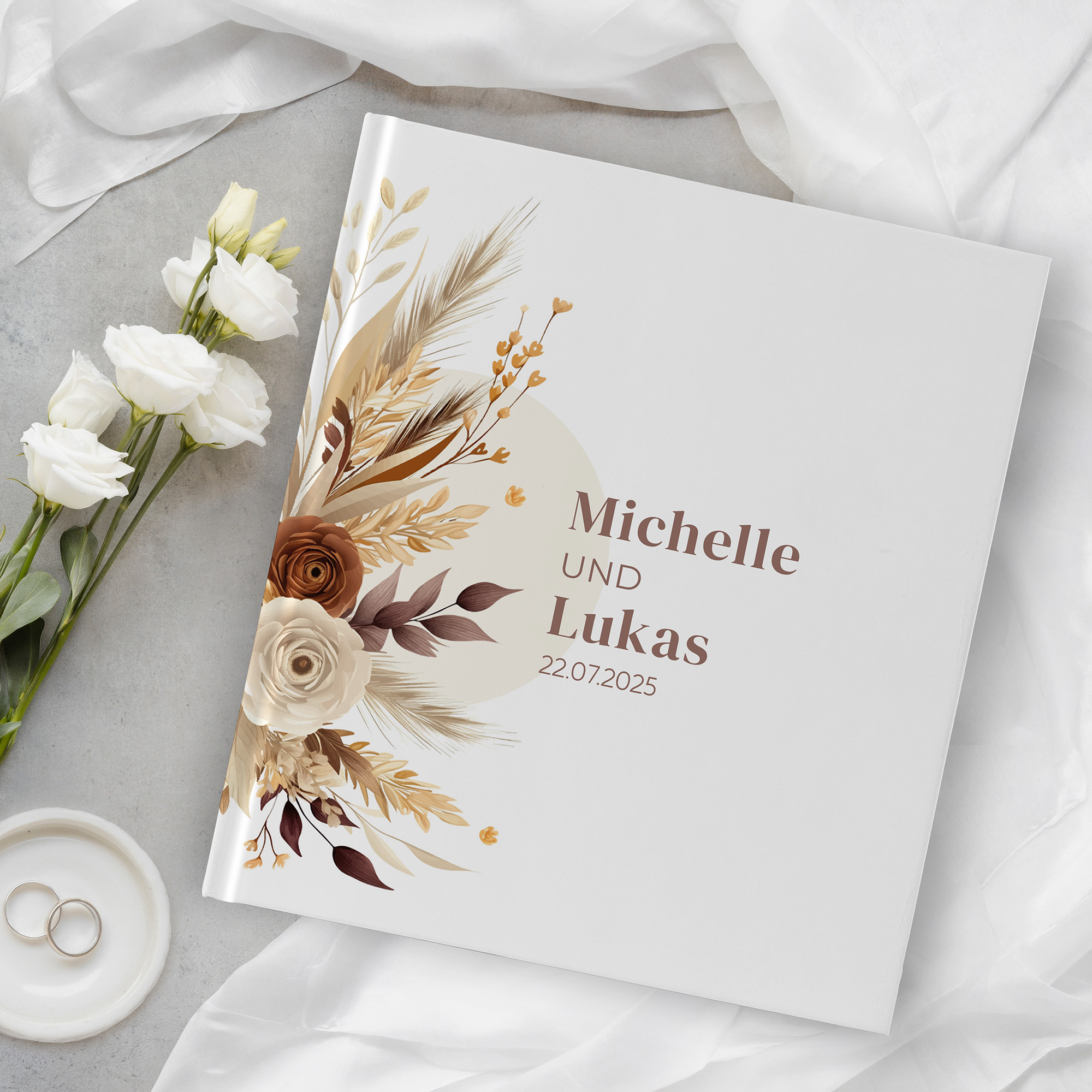 Erinnerungsbuch Hochzeit - Boho "earth bouquet"