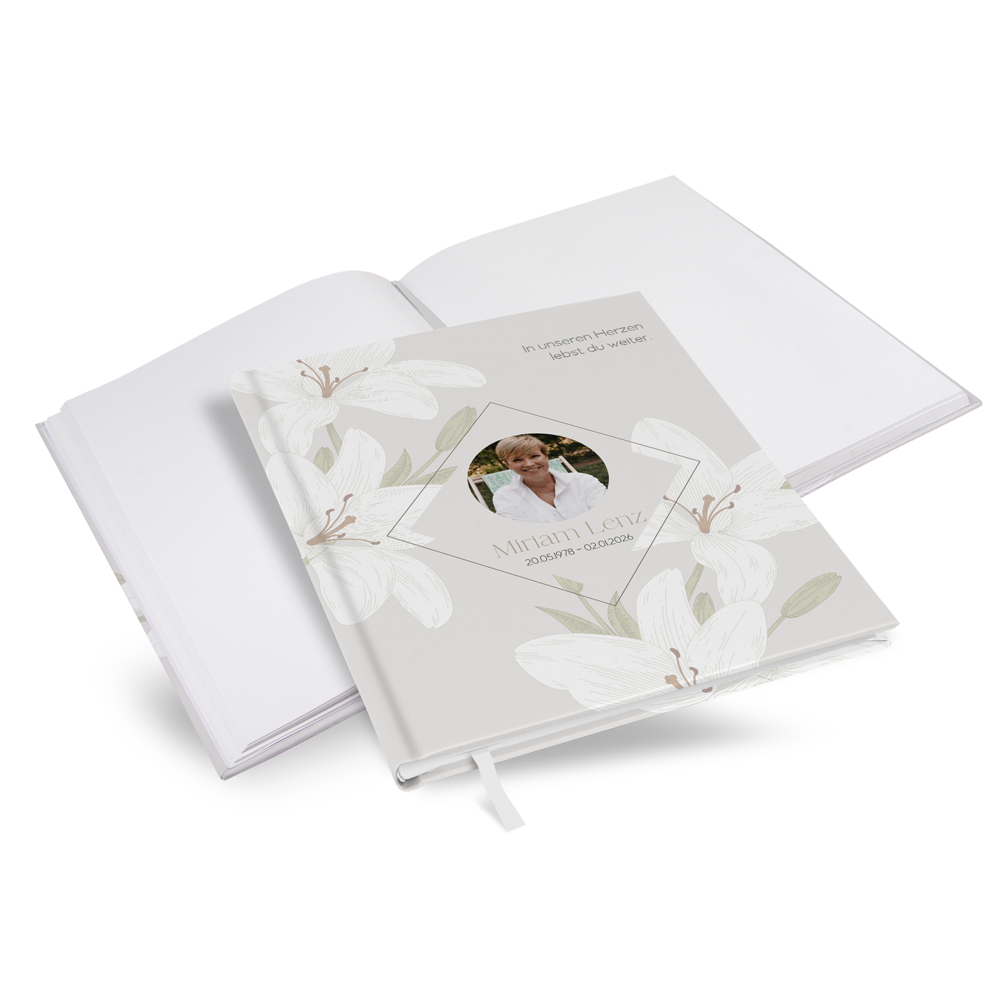 Kondolenzbuch - Floral "white lily" - KB-25001-F-07