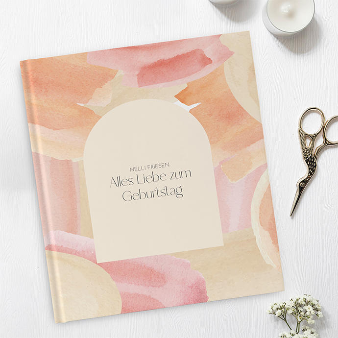 Gästebuch Geburtstag - Aquarell - "sunset stroke"