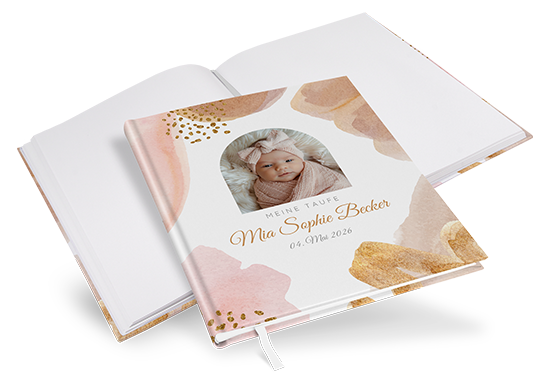 Gästebuch Taufe - Aquarell "Golden Blush" - GBT-25001-A-10