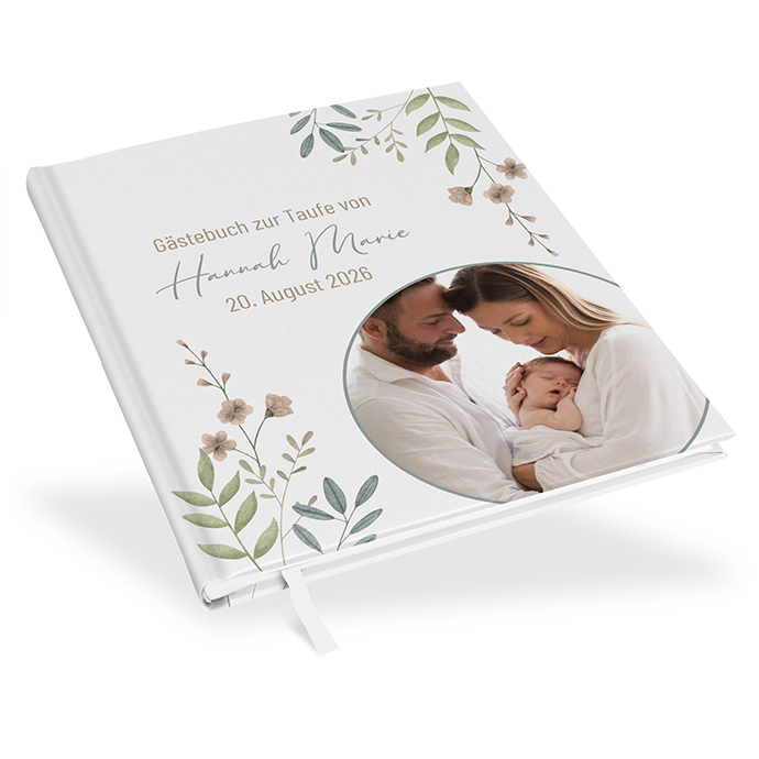 Gästebuch Taufe - Boho "Soft Leaves"