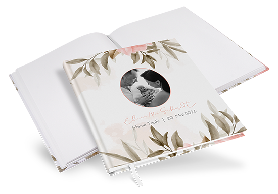 Gästebuch Taufe - Floral "Rose Leaf" - GBT-25001-F-08