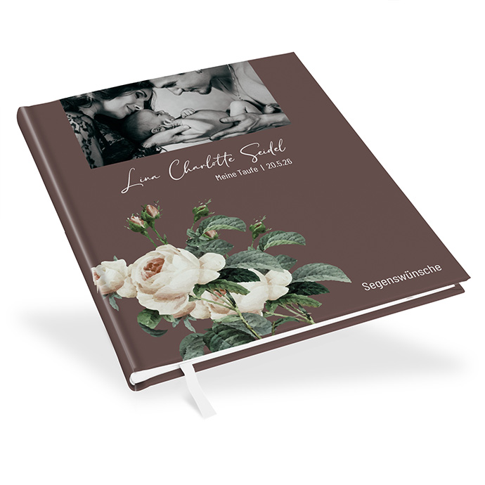 Gästebuch Taufe - Floral "Antique Rose"