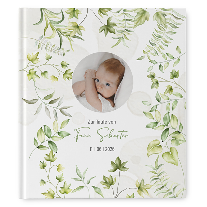 Gästebuch Taufe - Greenery "leaf light"