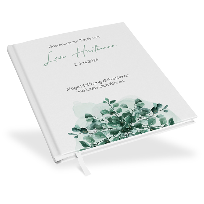 Gästebuch Taufe - Greenery "Evergreen Mint"