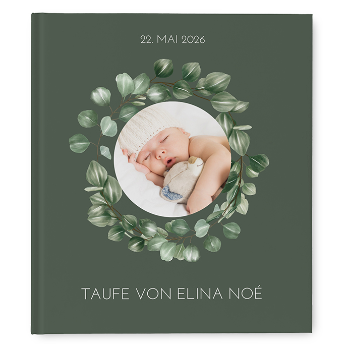 Gästebuch Taufe - Greenery "Tropical Frame"